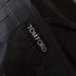 Tom Ford Grey Wool Waist Buckle Detail Regular Fit Trousers L