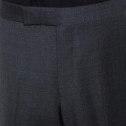 Tom Ford Grey Wool Waist Buckle Detail Regular Fit Trousers L