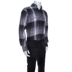 Pre Owned Tom Ford Purple Checked Pattern Cotton Woven Shirt M