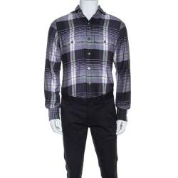 Pre Owned Tom Ford Purple Checked Pattern Cotton Woven Shirt M