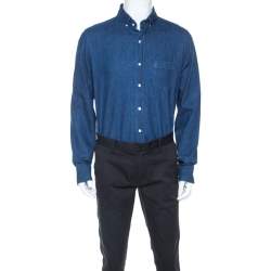 Pre Owned Tom Ford Indigo Blue Denim Classic Fit Shirt XL
