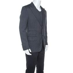 Tom Ford Grey Wool and Silk Blend Regular Fit Blazer L
