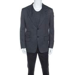 Tom Ford Grey Wool and Silk Blend Regular Fit Blazer L
