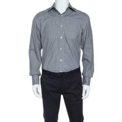 Tom Ford Monochrome Glen Check Cotton Front Button Shirt M