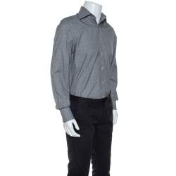 Tom Ford Monochrome Glen Check Cotton Front Button Shirt M