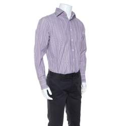 Pre Owned Tom Ford Purple Striped Cotton Button Front Long Sleeve Shirt L
