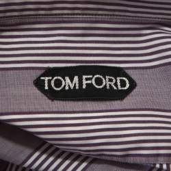 Pre Owned Tom Ford Purple Striped Cotton Button Front Long Sleeve Shirt L