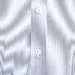 Pre Owned Tom Ford White & Grey Striped Cotton Button Front Shirt XXL