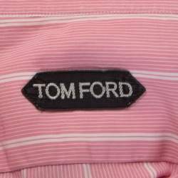 Tom Ford Pink & White Striped Cotton Button Front Shirt L
