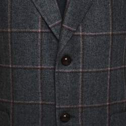 Tom Ford Grey Checked Wool Silk Blend Blazer XL