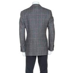 Tom Ford Grey Checked Wool Silk Blend Blazer XL