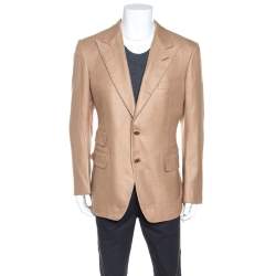 Pre Owned Tom Ford Beige Silk Cashmere Blend Blazer XL