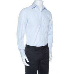 Pre Owned Tom Ford Light Blue Cotton Front Button Shirt M