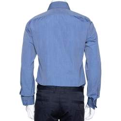 Pre Owned Tom Ford Dark Blue Chambray Cotton Long Sleeve Shirt M