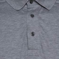 Pre Owned Tom Ford Grey Cotton Pique Short Sleeve Polo T-Shirt 3XL