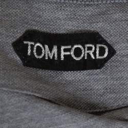 Pre Owned Tom Ford Grey Cotton Pique Short Sleeve Polo T-Shirt 3XL