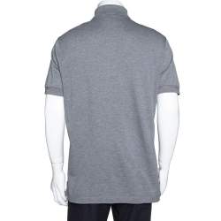 Pre Owned Tom Ford Grey Cotton Pique Short Sleeve Polo T-Shirt 3XL