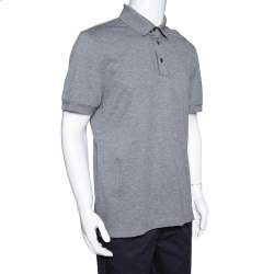 Pre Owned Tom Ford Grey Cotton Pique Short Sleeve Polo T-Shirt 3XL
