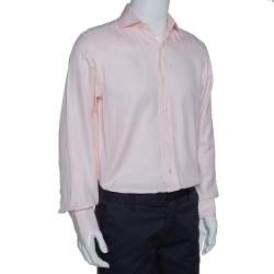 Pre Owned Tom Ford Pale Pink Cotton Herringbone Pattern Button Front Shirt M 