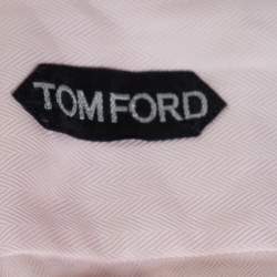 Pre Owned Tom Ford Pale Pink Cotton Herringbone Pattern Button Front Shirt M 