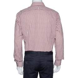 Pre Owned Tom Ford Light Brown Gingham Check Cotton Long Sleeve Shirt XXL