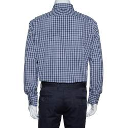 Pre Owned Tom Ford Dark Blue Checked Cotton Long Sleeve Shirt XXXL