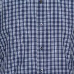 Pre Owned Tom Ford Dark Blue Checked Cotton Long Sleeve Shirt XXXL