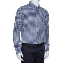 Pre Owned Tom Ford Dark Blue Checked Cotton Long Sleeve Shirt XXXL