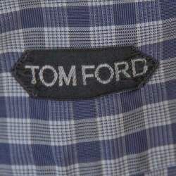 Pre Owned Tom Ford Dark Blue Checked Cotton Long Sleeve Shirt XXXL
