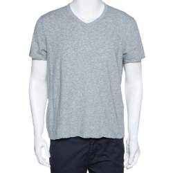 Pre Owned Tom Ford Grey Marl Jersey Cotton V Neck T-Shirt L