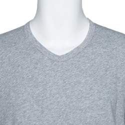 Pre Owned Tom Ford Grey Marl Jersey Cotton V Neck T-Shirt L