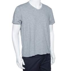 Pre Owned Tom Ford Grey Marl Jersey Cotton V Neck T-Shirt L
