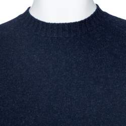 مملوكة مسبقًا Tom Ford Navy Blue Wool Knit Crew Neck Pullover L