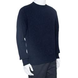 مملوكة مسبقًا Tom Ford Navy Blue Wool Knit Crew Neck Pullover L