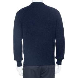 مملوكة مسبقًا Tom Ford Navy Blue Wool Knit Crew Neck Pullover L