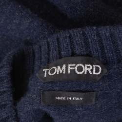 مملوكة مسبقًا Tom Ford Navy Blue Wool Knit Crew Neck Pullover L