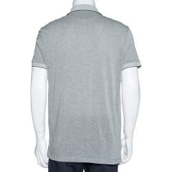 Pre Owned Tom Ford Grey Cotton Blend Pique Knit Polo T-Shirt L