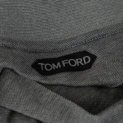 Pre Owned Tom Ford Grey Cotton Blend Pique Knit Polo T-Shirt L