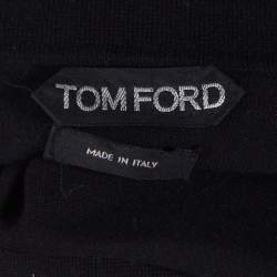 Pre Owned Tom Ford Black Rib Knit Cotton V Neck Polo T-Shirt L