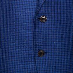 مملوكة مسبقًا Tom Ford Blue Checked Wool & Silk Blend Tailored Jacket XL