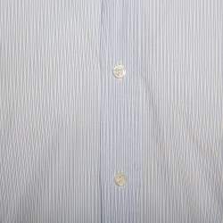 Pre Owned Tom Ford Blue & White Striped Cotton Long Sleeve Shirt XXL