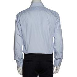 Pre Owned Tom Ford Blue & White Striped Cotton Long Sleeve Shirt XXL