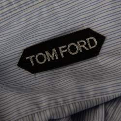 Pre Owned Tom Ford Blue & White Striped Cotton Long Sleeve Shirt XXL