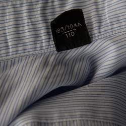 Pre Owned Tom Ford Blue & White Striped Cotton Long Sleeve Shirt XXL