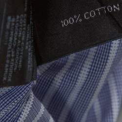 Pre Owned قميص توم فورد قطن أبيض مخطط وأزرق كحلي مقاس كبير جدًا جدًا - إكس إكس لارج