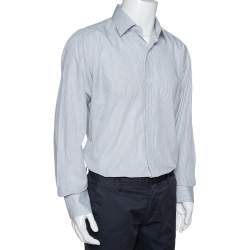 Pre Owned Tom Ford White & Black Pinstriped Cotton Long Sleeve Shirt XXL