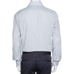 Pre Owned Tom Ford White & Black Pinstriped Cotton Long Sleeve Shirt XXL