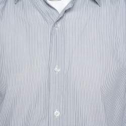Pre Owned Tom Ford White & Black Pinstriped Cotton Long Sleeve Shirt XXL