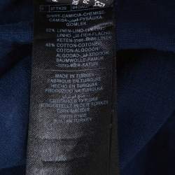 مملوكة مسبقًا Tom Ford Navy Blue Linen & Cotton Long Sleeve Shirt XXL