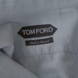 Pre Owned Tom Ford Pale Grey Micro Patterned Cotton Long Sleeve Shirt XXL